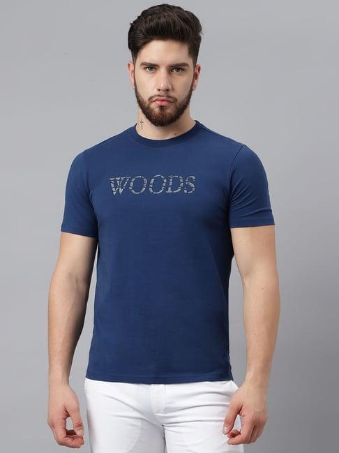 woods blue regular fit graphic print t-shirt