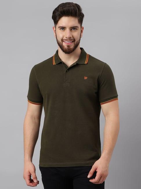 woods olive cotton regular fit polo t-shirt