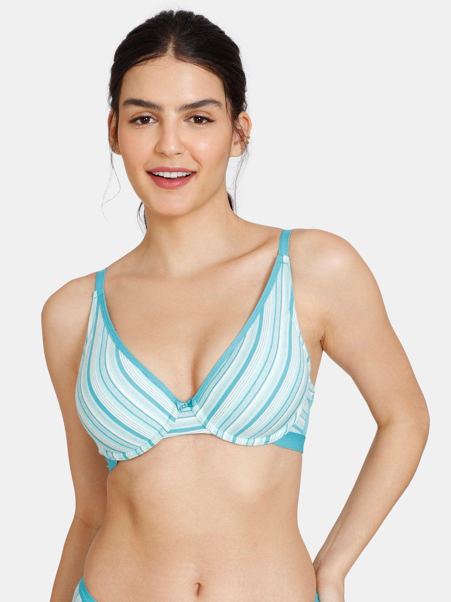 woodstock mood padded wired medium coverage t-shirt bra - baltic - blue