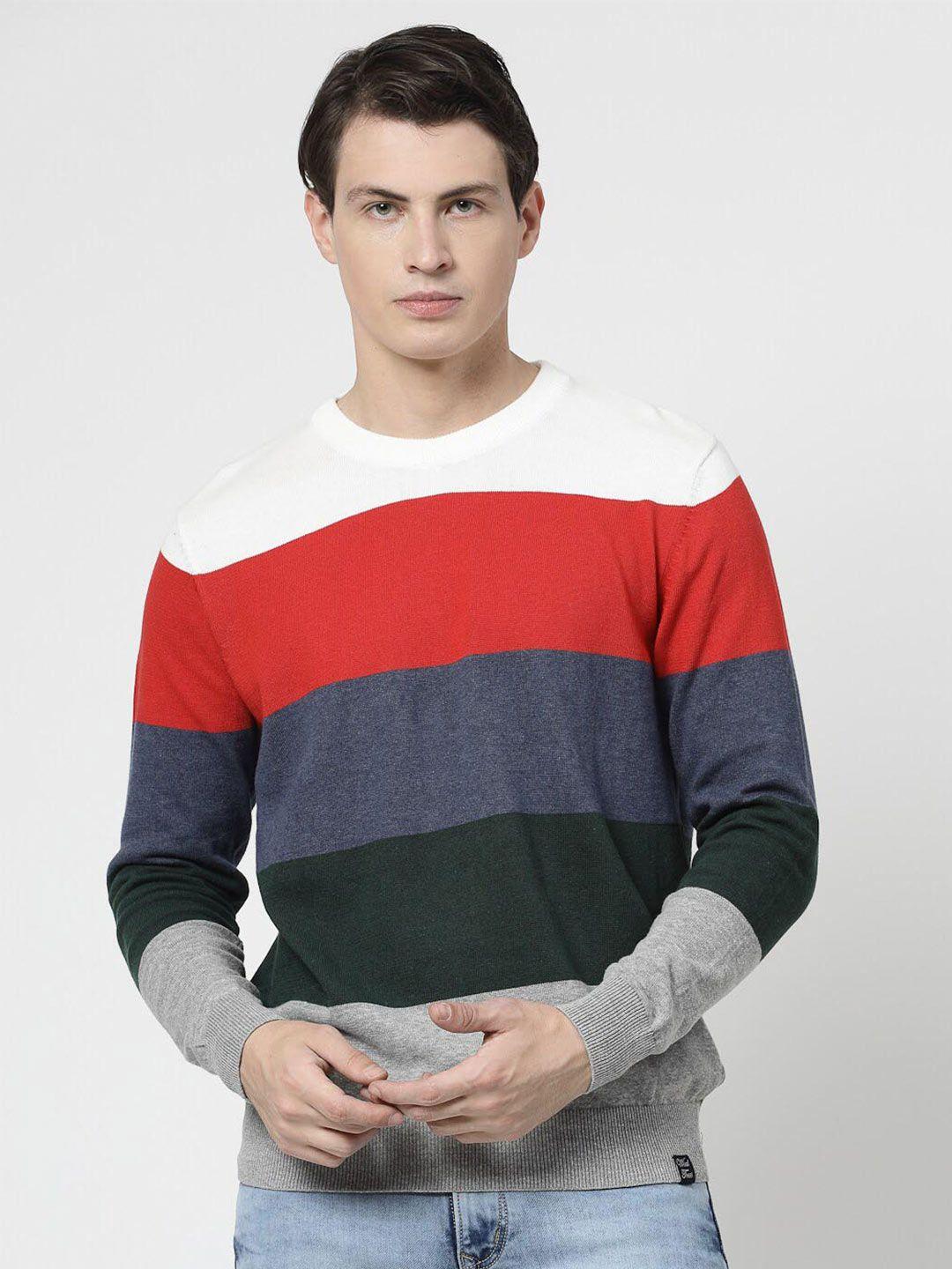 wool trees colourblocked round neck  pure cotton pullover pullover