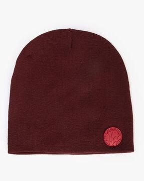 wool beanie with logo applique