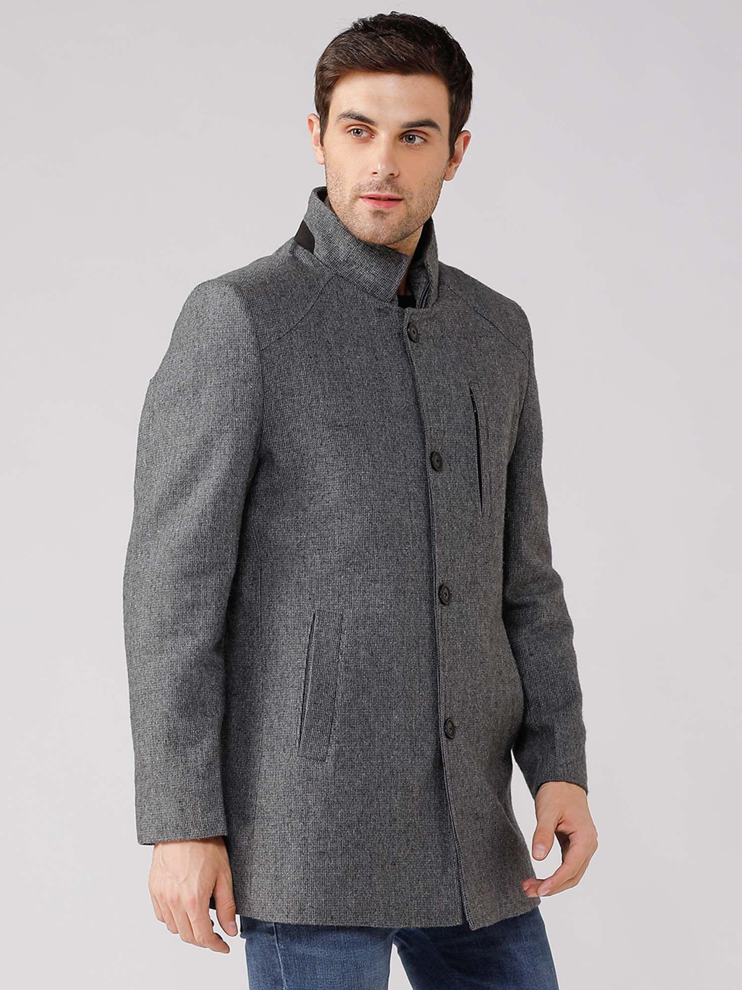 wool chester zipper coat with detachable mock jacket