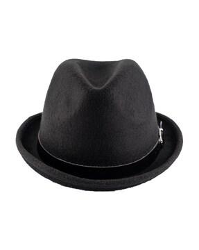 wool fedora hat with belt accent