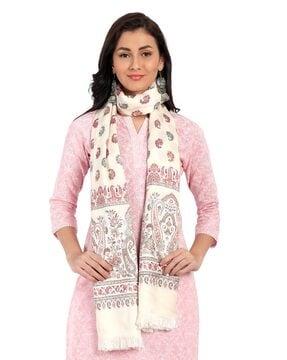 wool shawl with paisley woven motifs