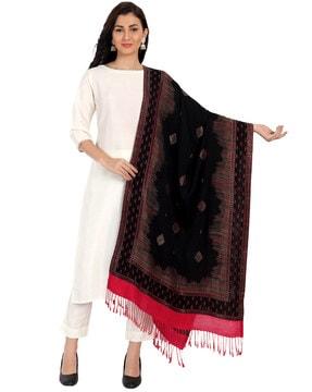 wool stole with woven motifs