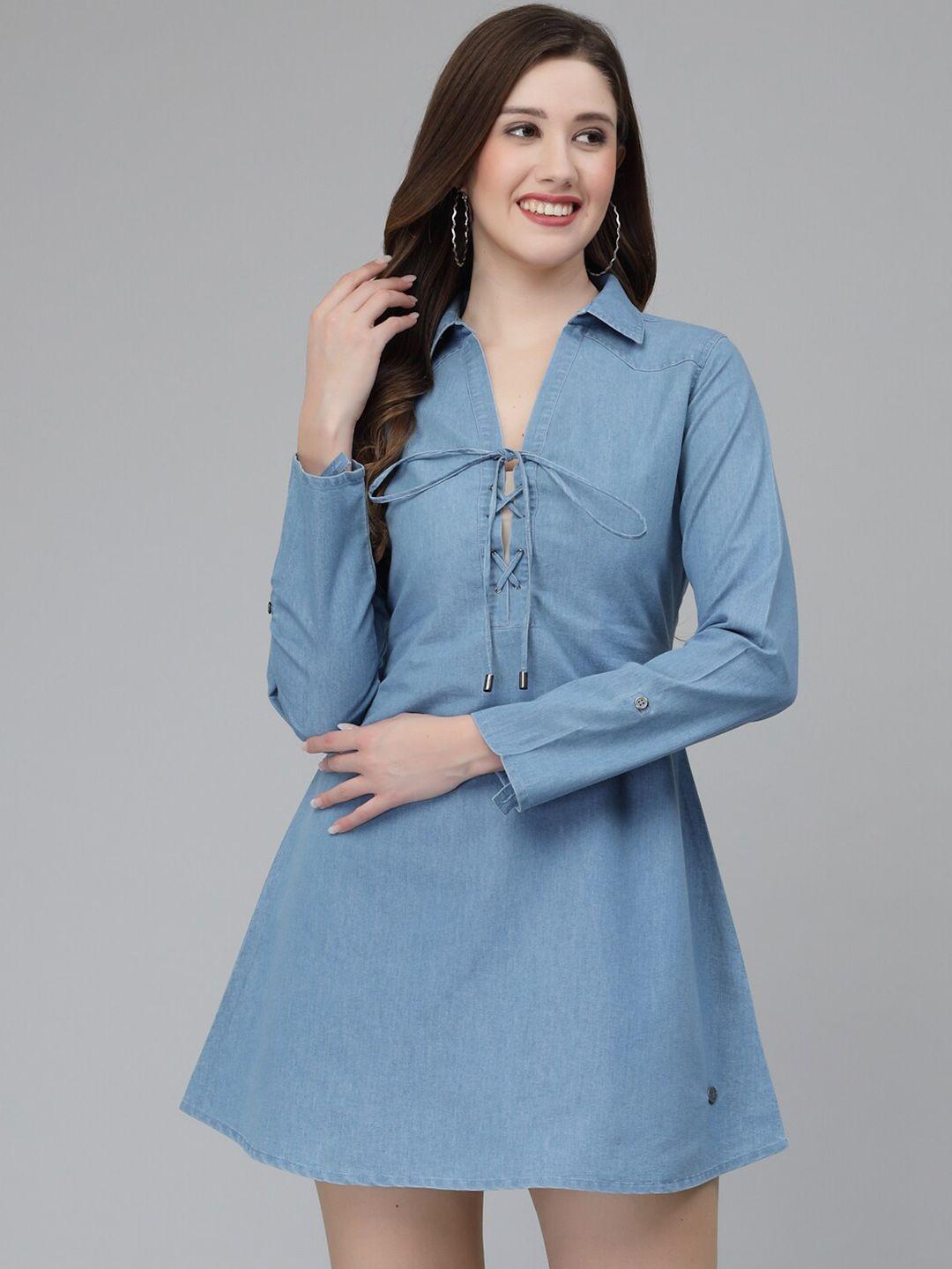 wool trees shirt collar a-line mini dress