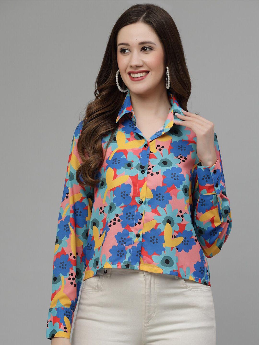 wool trees spread collar floral printed casual shirt