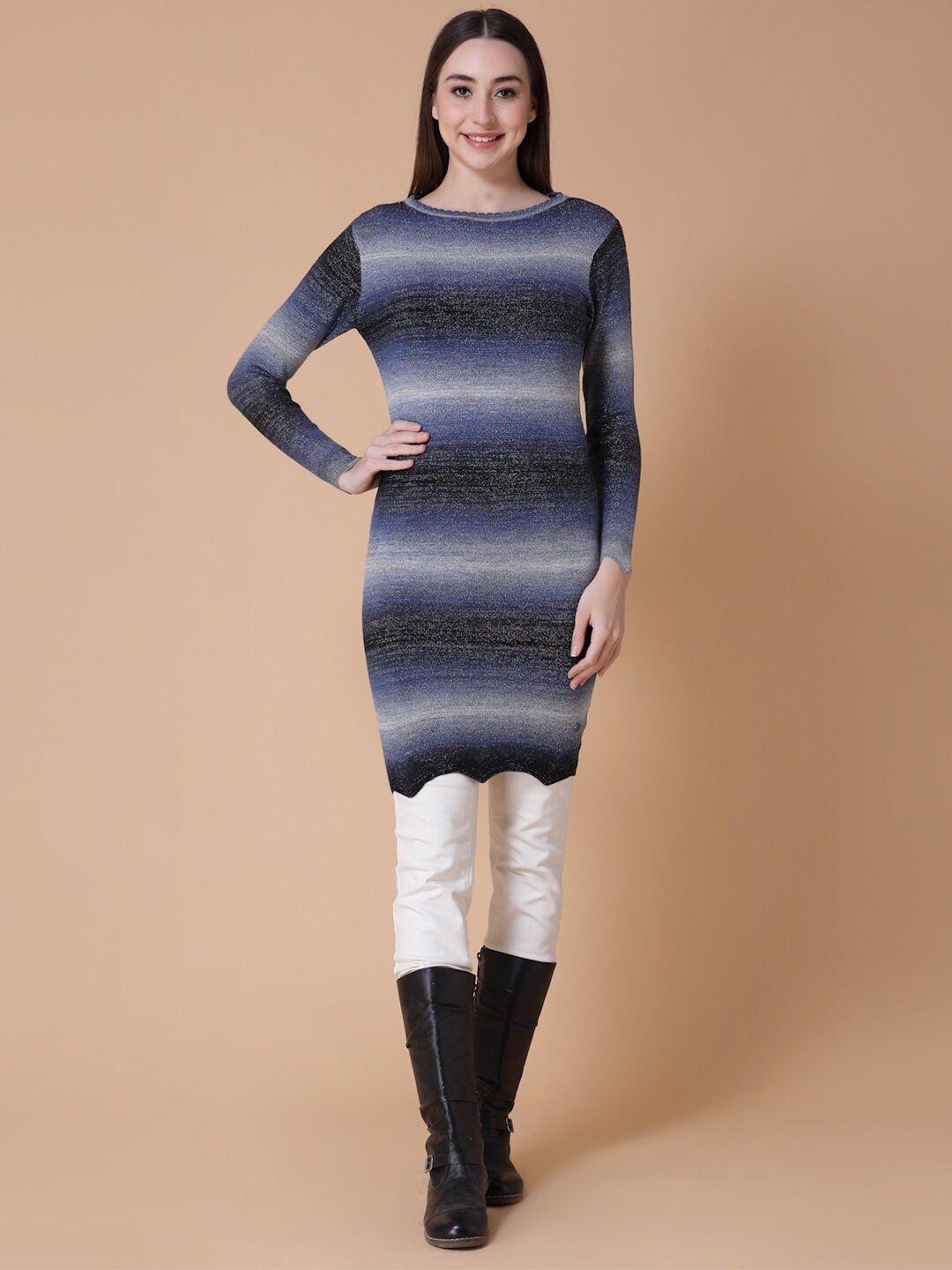 wool trees striped a-line dress