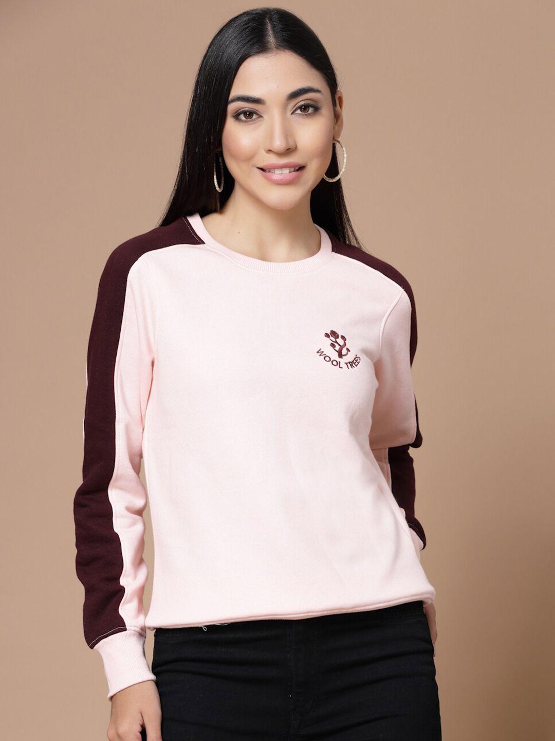 wool trees women pink cotton sweatshirt