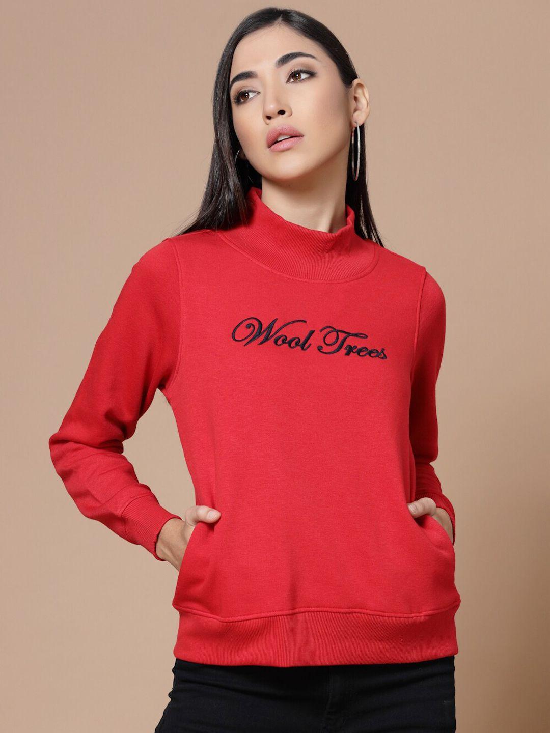 wool trees women red printed cotton sweatshirt
