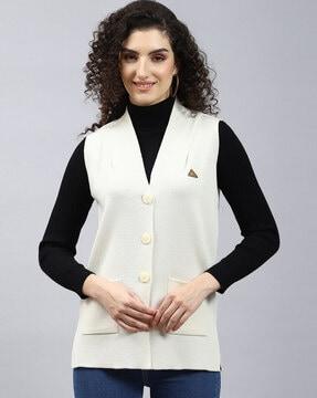 woolen cardigan with button-closure