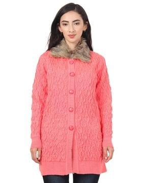 woolen cardigan with button-closure