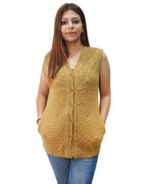 woolen cardigan with button closure