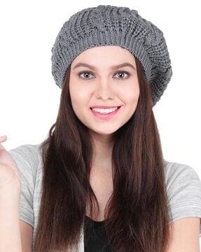 woolen knitted beret cap