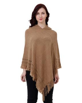 woolen poncho with fringes