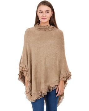 woolen round-neck poncho top