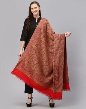 woolen shawl with frayed hemline