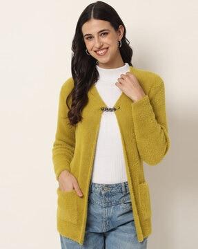 woolen shrug with slip pockets