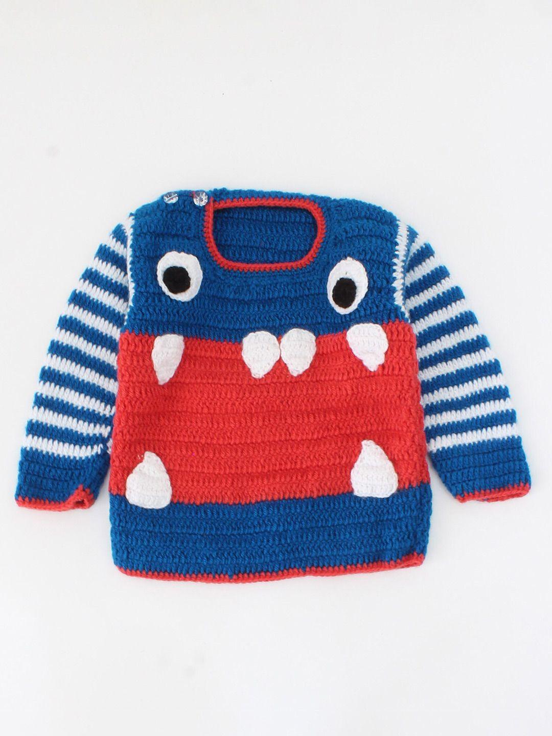 woonie-unisex-kids-blue-&-white-humour-and-comic-striped-pullover