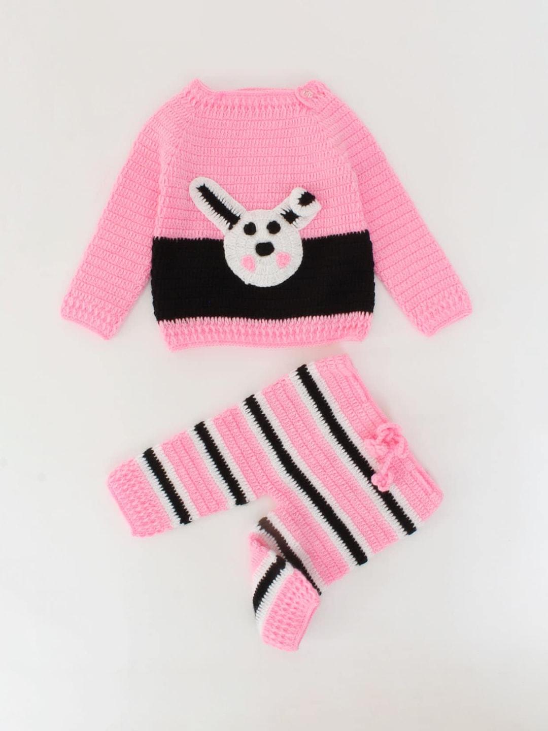 woonie unisex kids pink & black top with pyjamas
