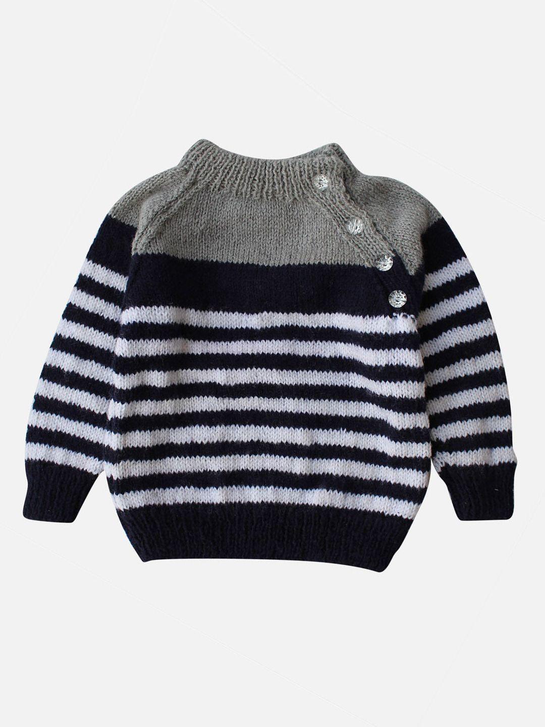 woonie kids black & white striped handmade pullover sweater