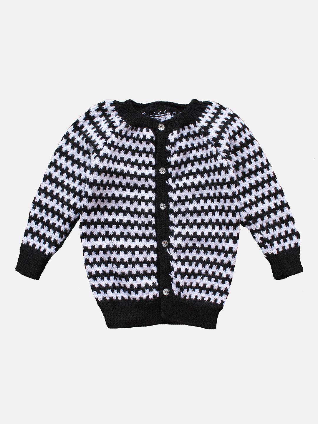 woonie unisex kids black striped cardigan sweater