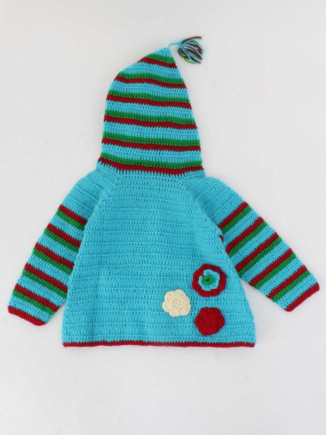 woonie unisex kids blue & red striped with applique detail