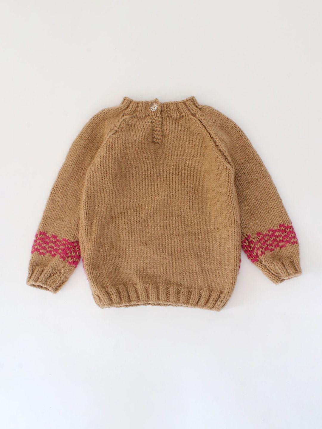 woonie unisex kids brown & pink pullover
