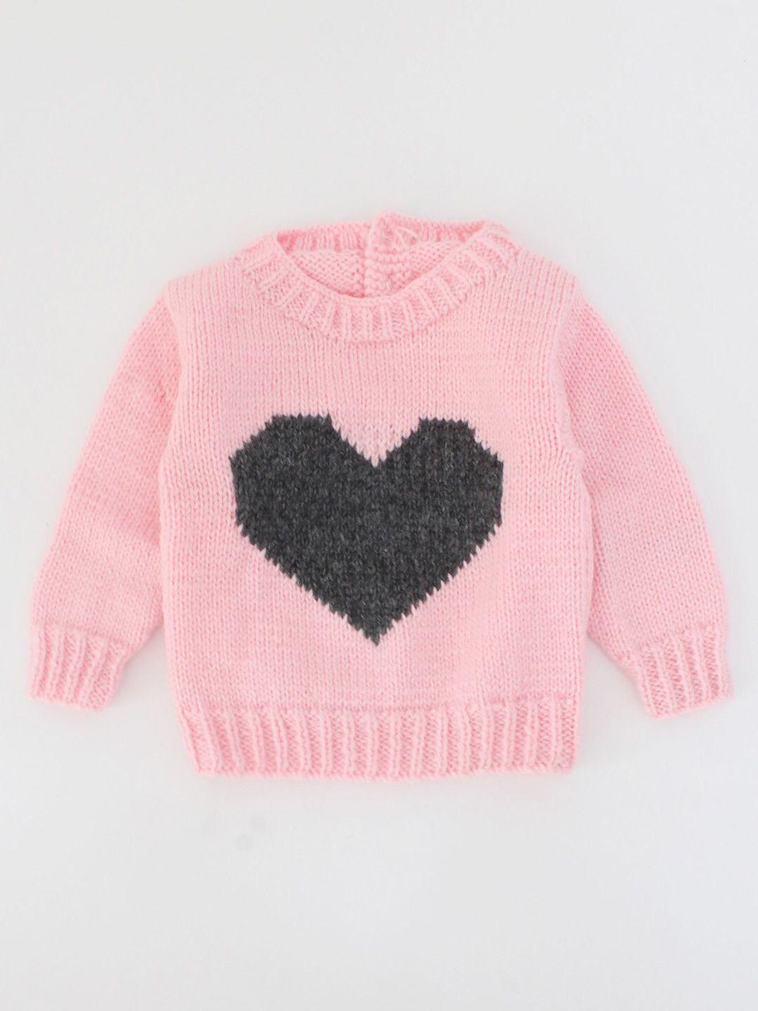 woonie unisex kids pink & black colourblocked pullover