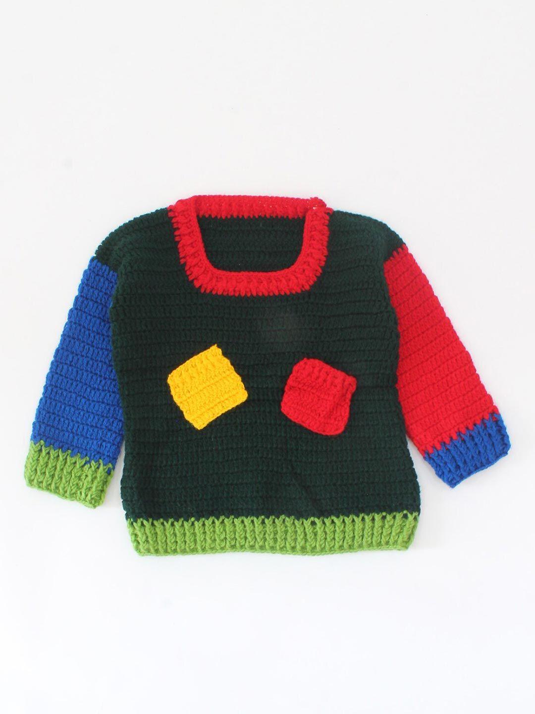 woonie unisex kids red & black colourblocked pullover