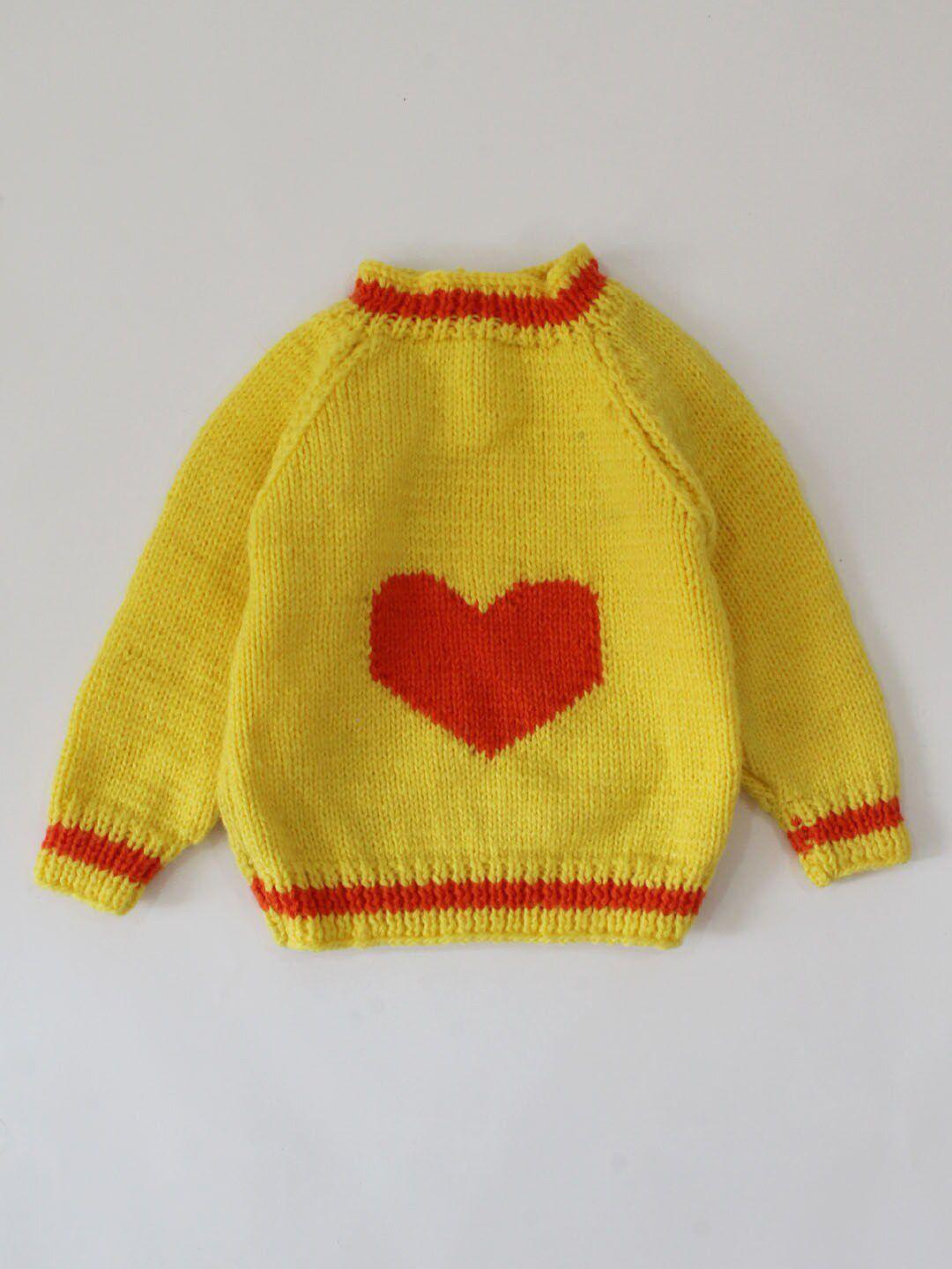 woonie unisex kids yellow & red quirky pullover
