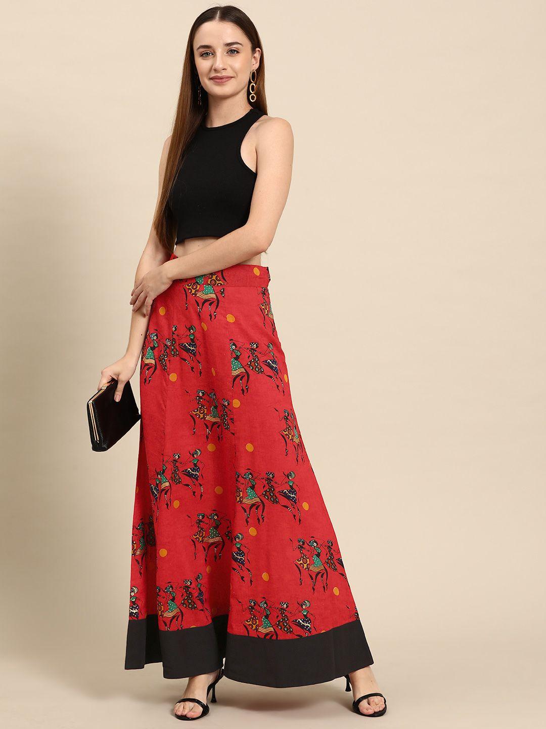 woowzerz ethnic print a-line maxi skirt