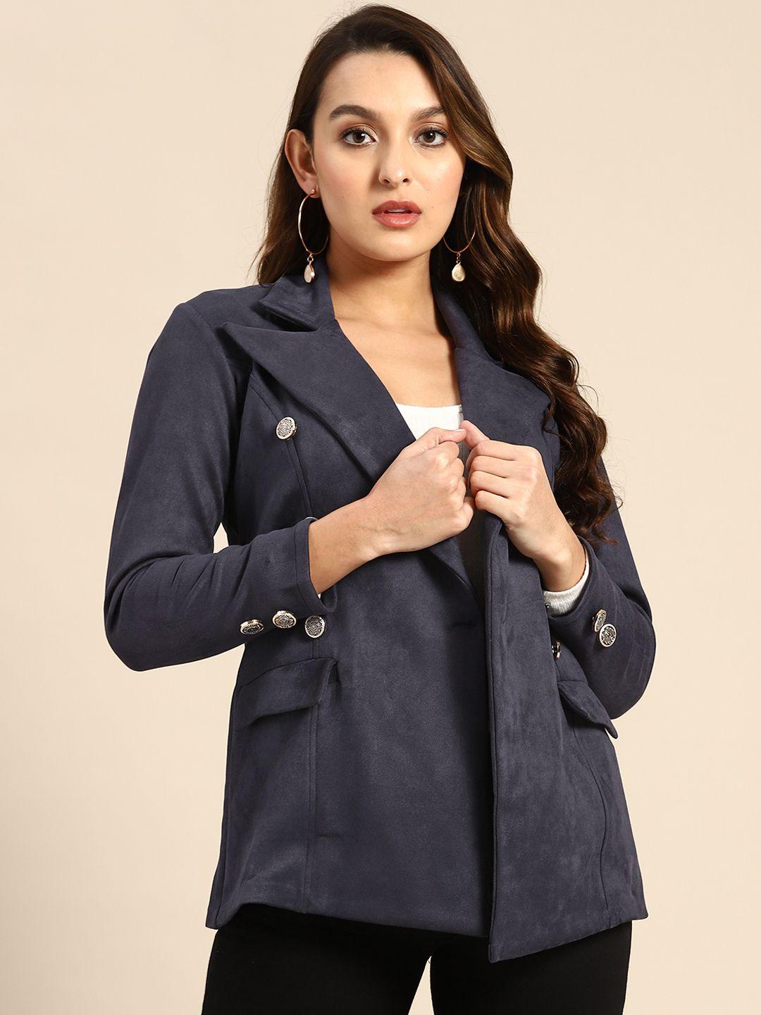 woowzerz women double breasted suede overcoat