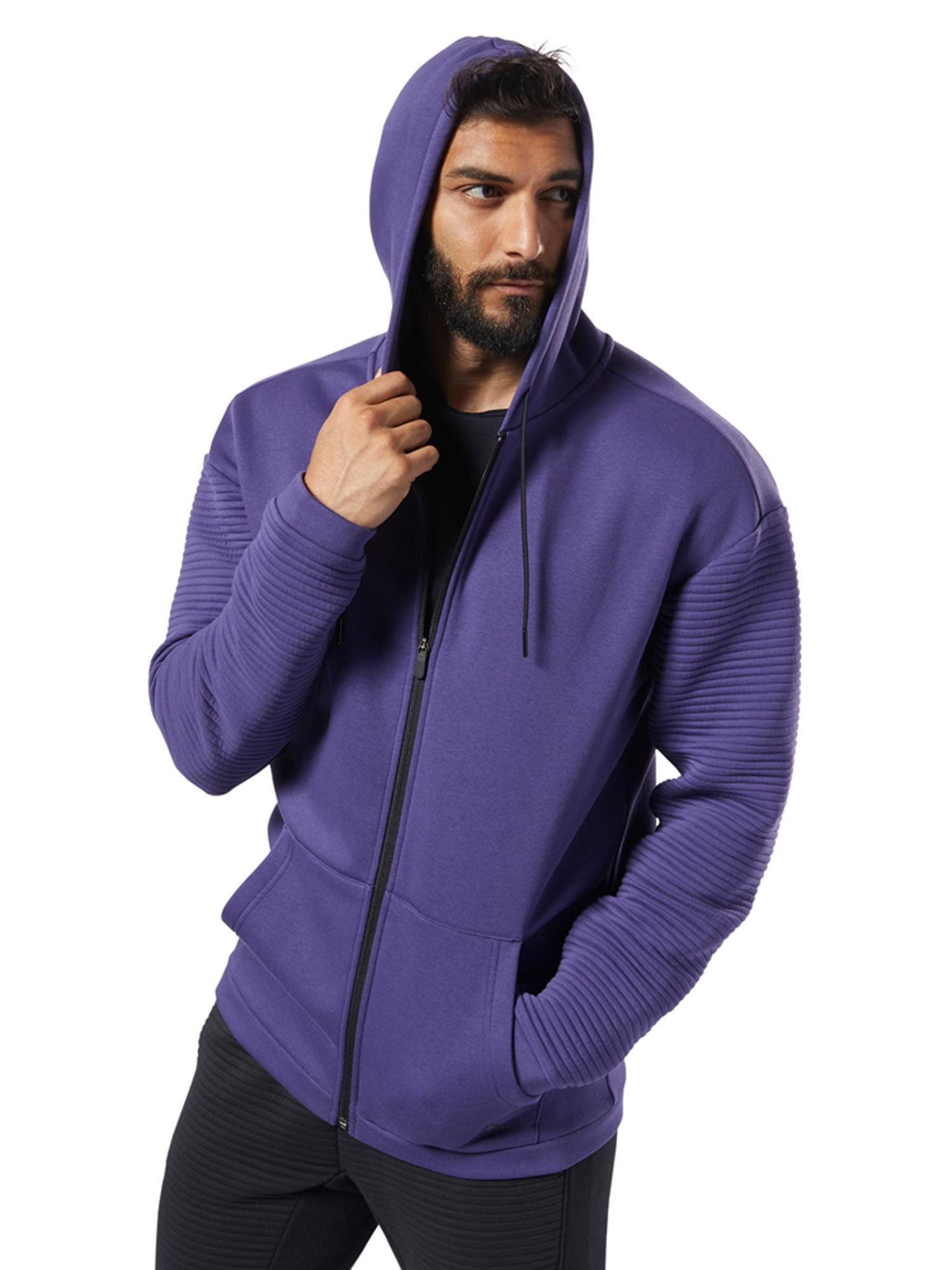 wor fleece fz hood purple training sweatshirt