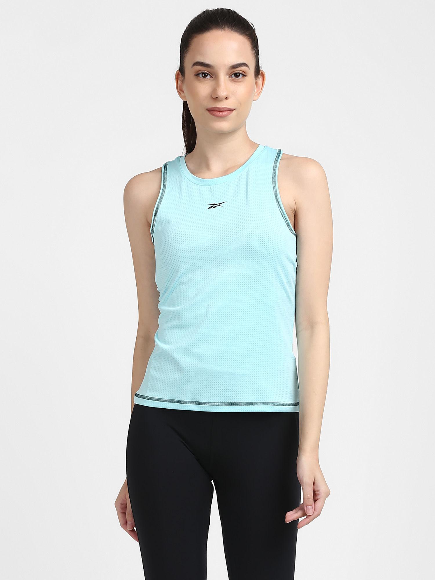 wor mesh tank blue training top