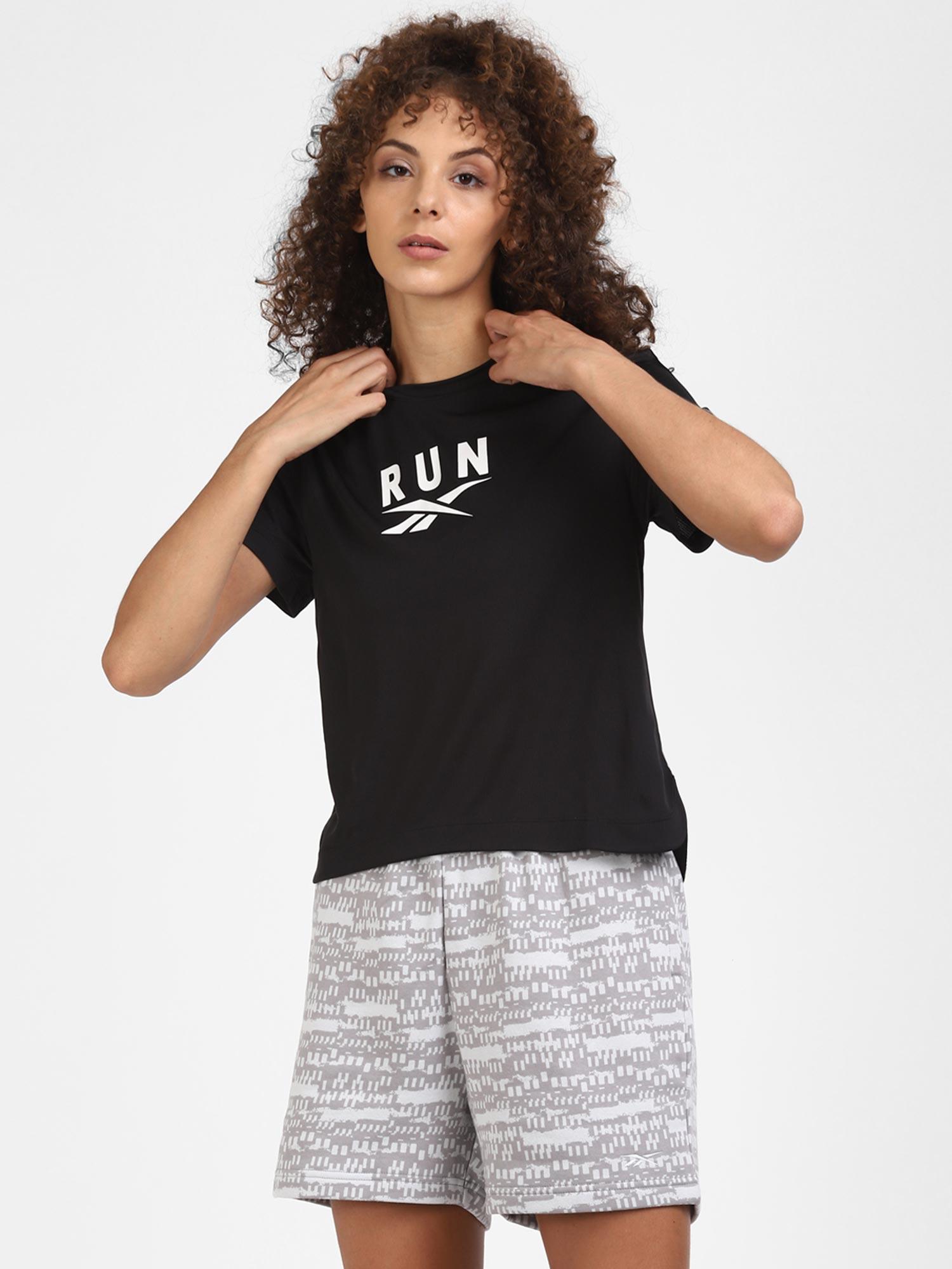 wor run sw graphic tee black running t-shirt