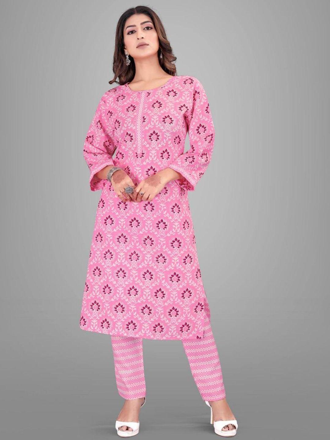 worivoc floral printed straight kurta with trousers