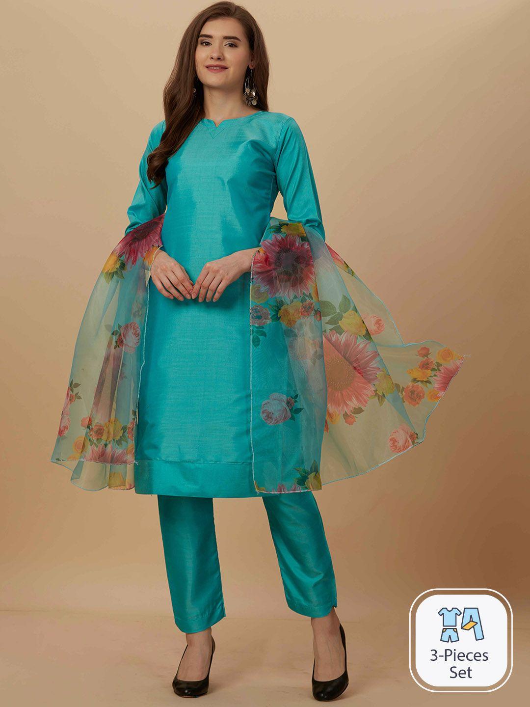 worivoc round neck straight kurta & trouser with dupatta