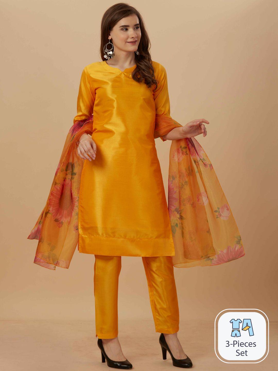 worivoc round neck straight kurta & trouser with dupatta