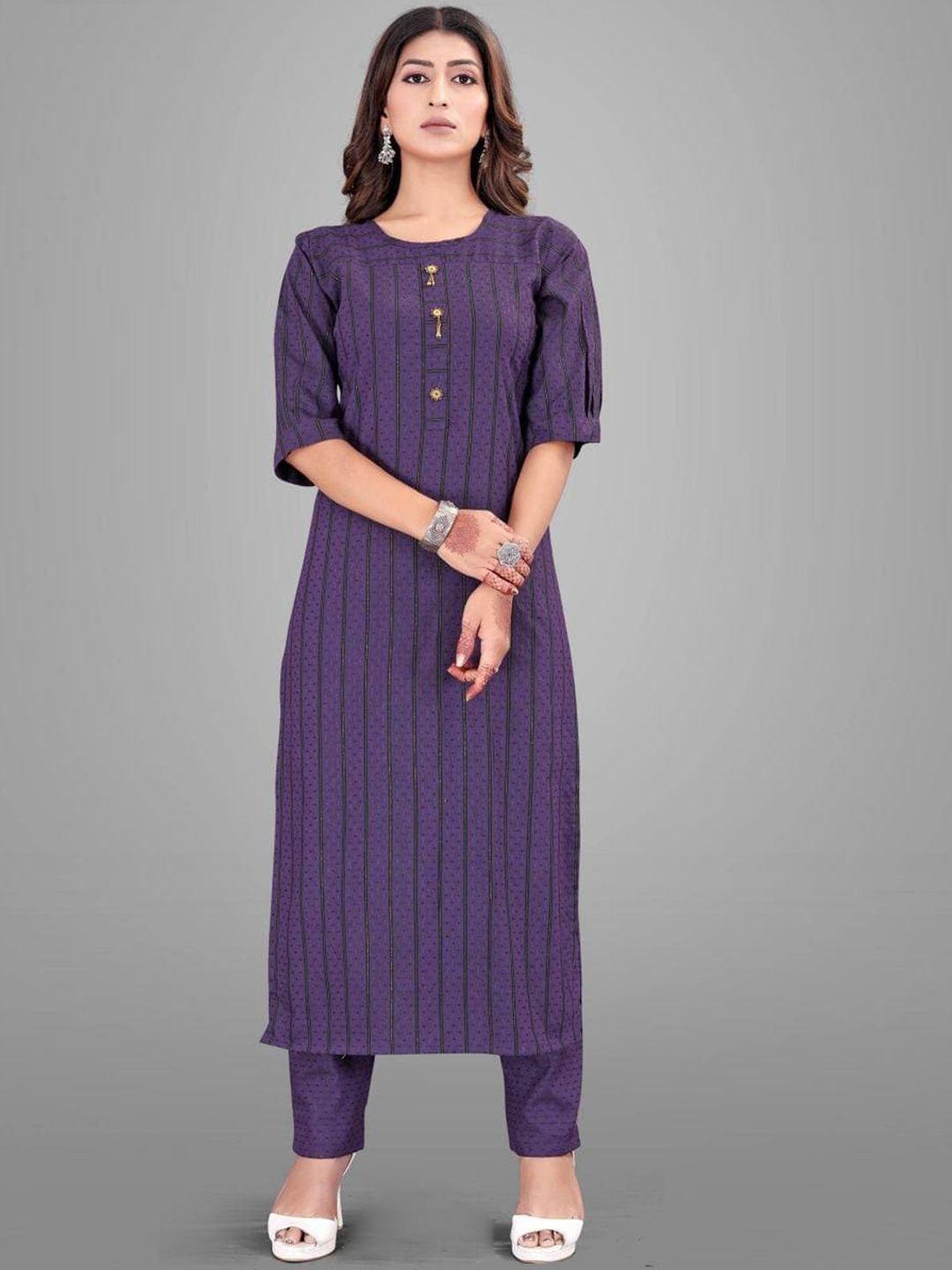 worivoc striped straight kurta with trousers