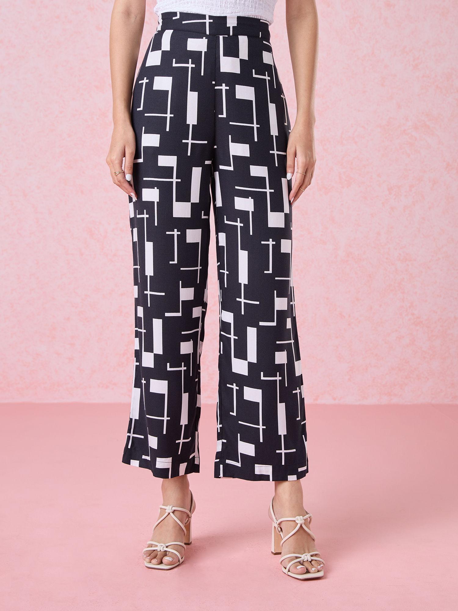 work black and white geometric pants