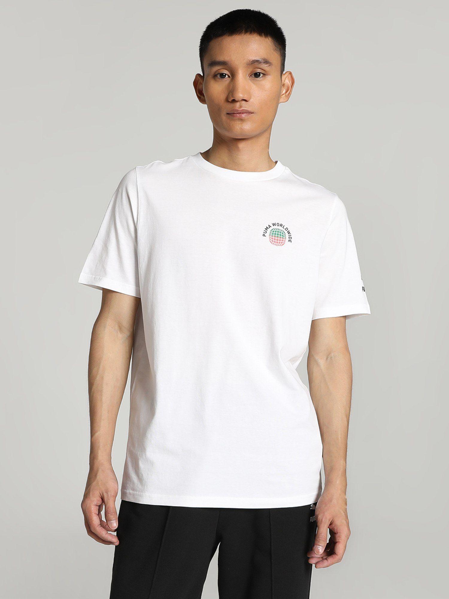 worldwide graphic unisex white t-shirt