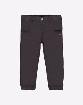 woven cotton trousers with cuffed hem