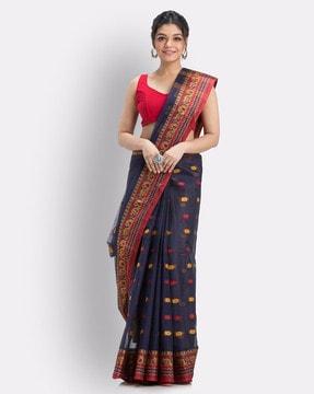 woven design traditional saree with blouse piece
