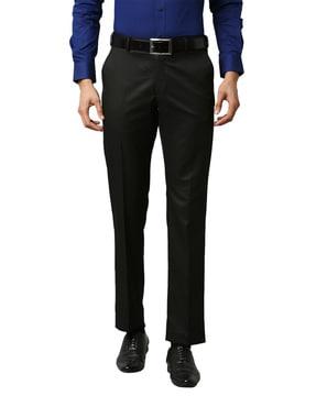 woven flat-front trousers