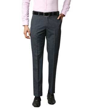 woven flat-front trousers