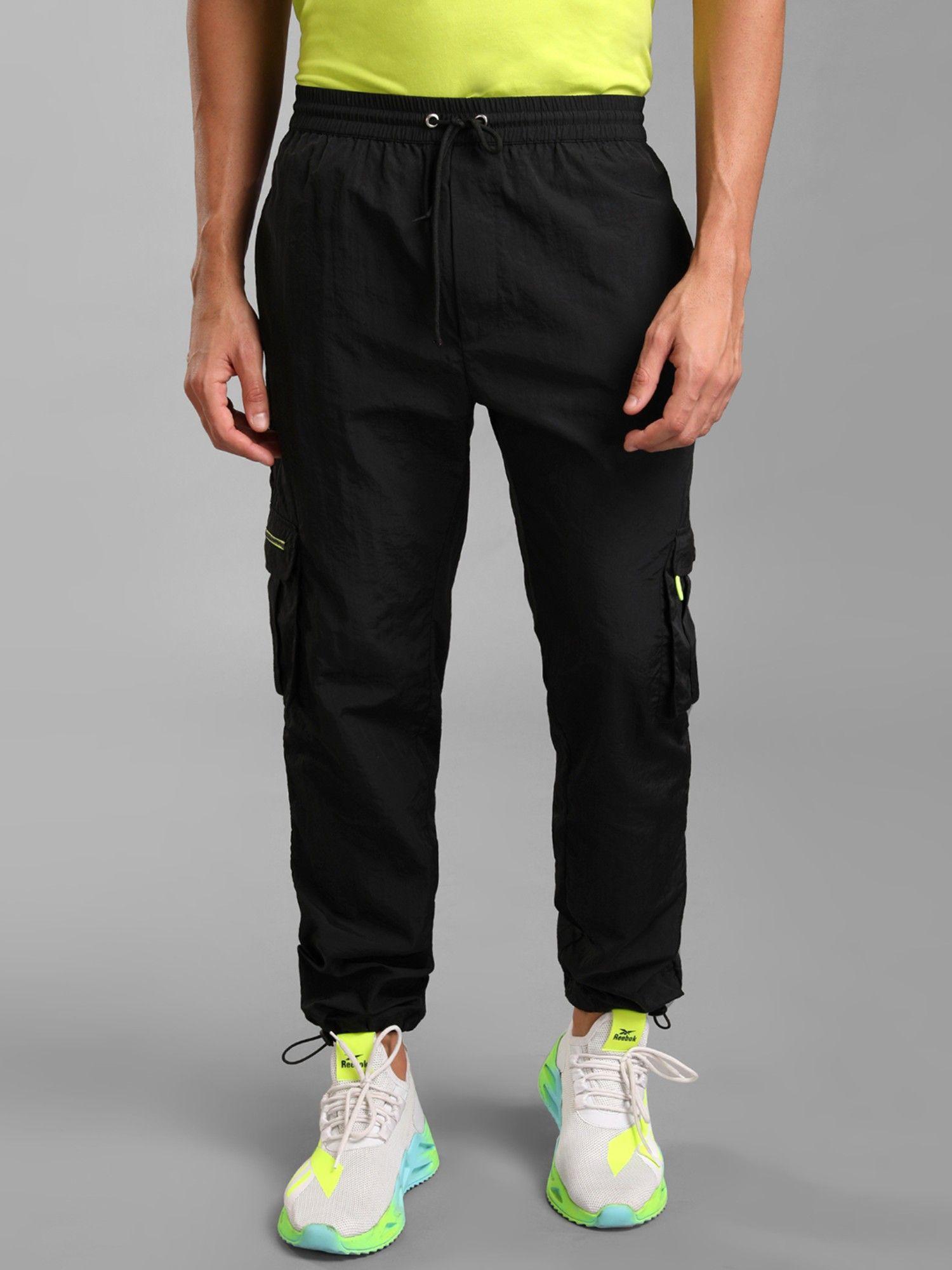 woven jogger with neon details black