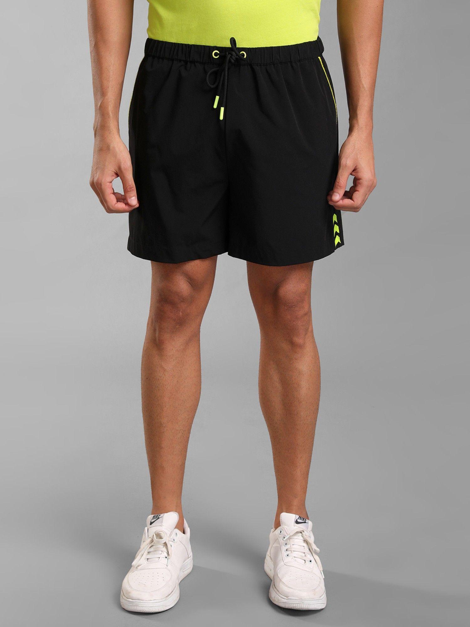 woven shorts with neon details black