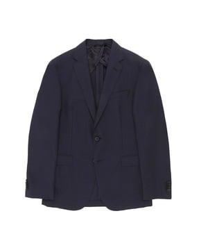 woven single-breasted blazer with notched lapel