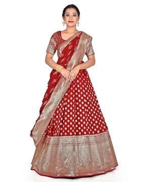 woven a-line lehenga & choli set with dupatta